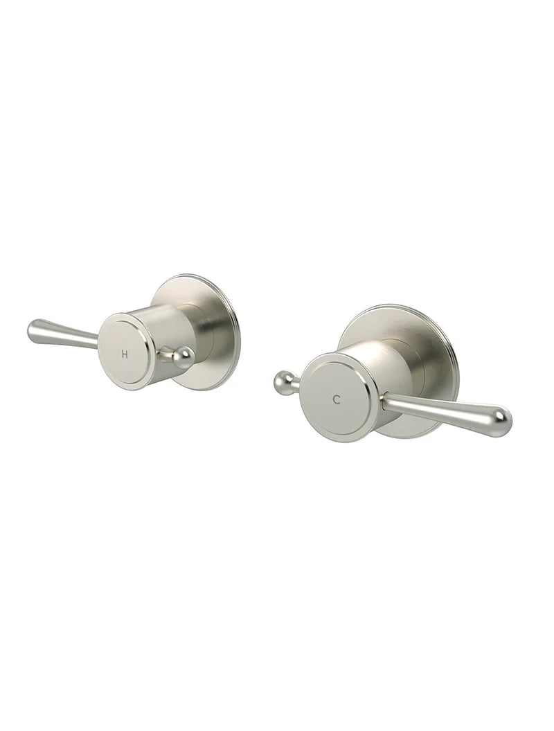 Meir Harrington Quarter Turn Wall Tap Set in Brushed Nickel