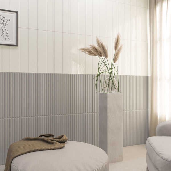 107x542mm DNA Tiles - Plinto Flat White Gloss