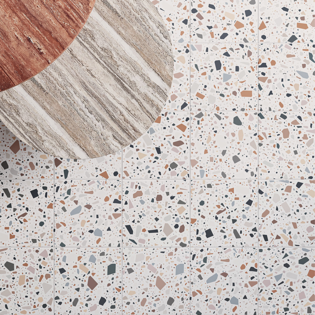 186x186mm Quintessenza Ceramiche - Confetti Bianco Multicolor