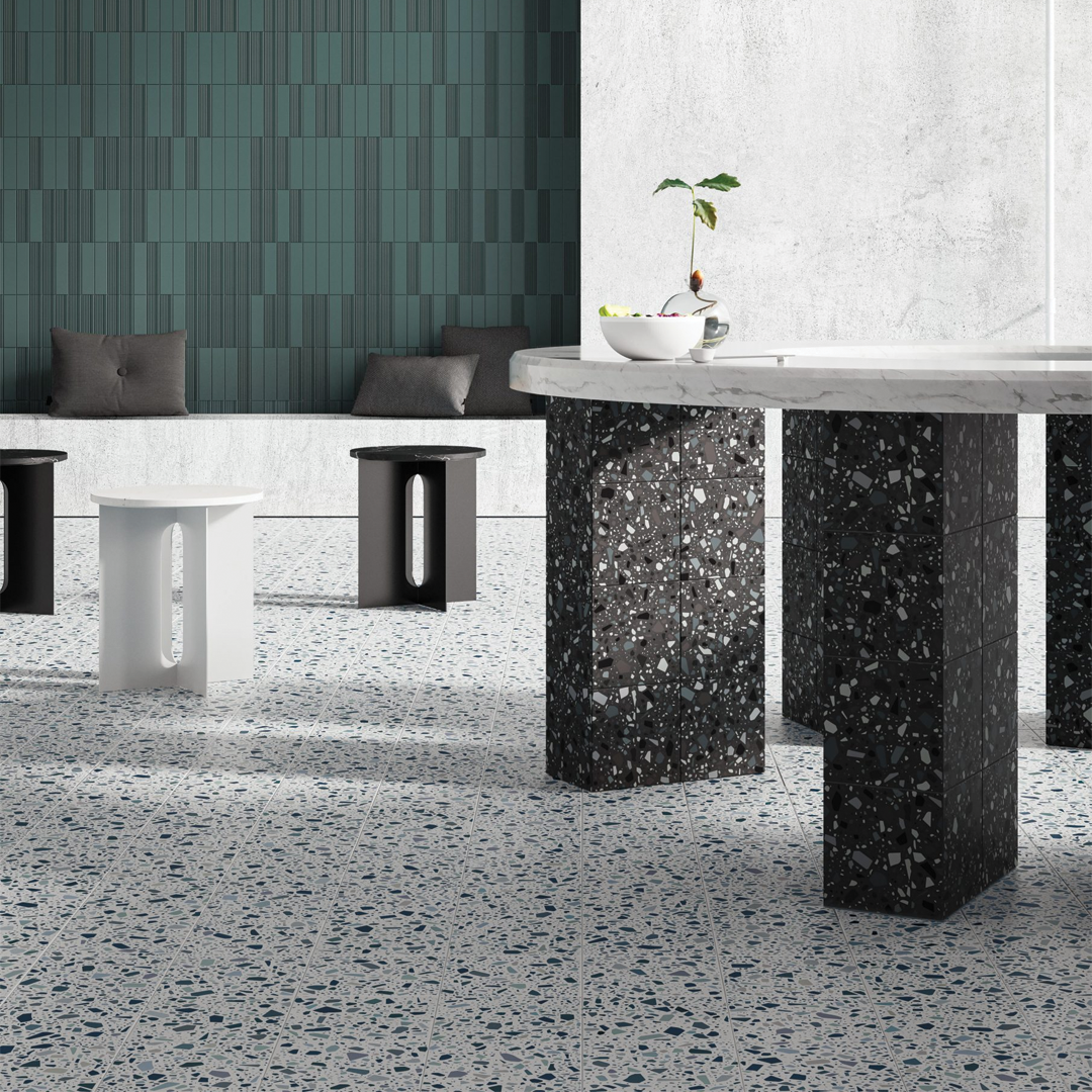 186x186mm Quintessenza Ceramiche - Confetti Nero Petrolio