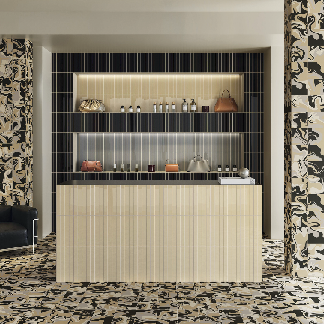 186x186mm Quintessenza Ceramiche - Fluid Black Coffee
