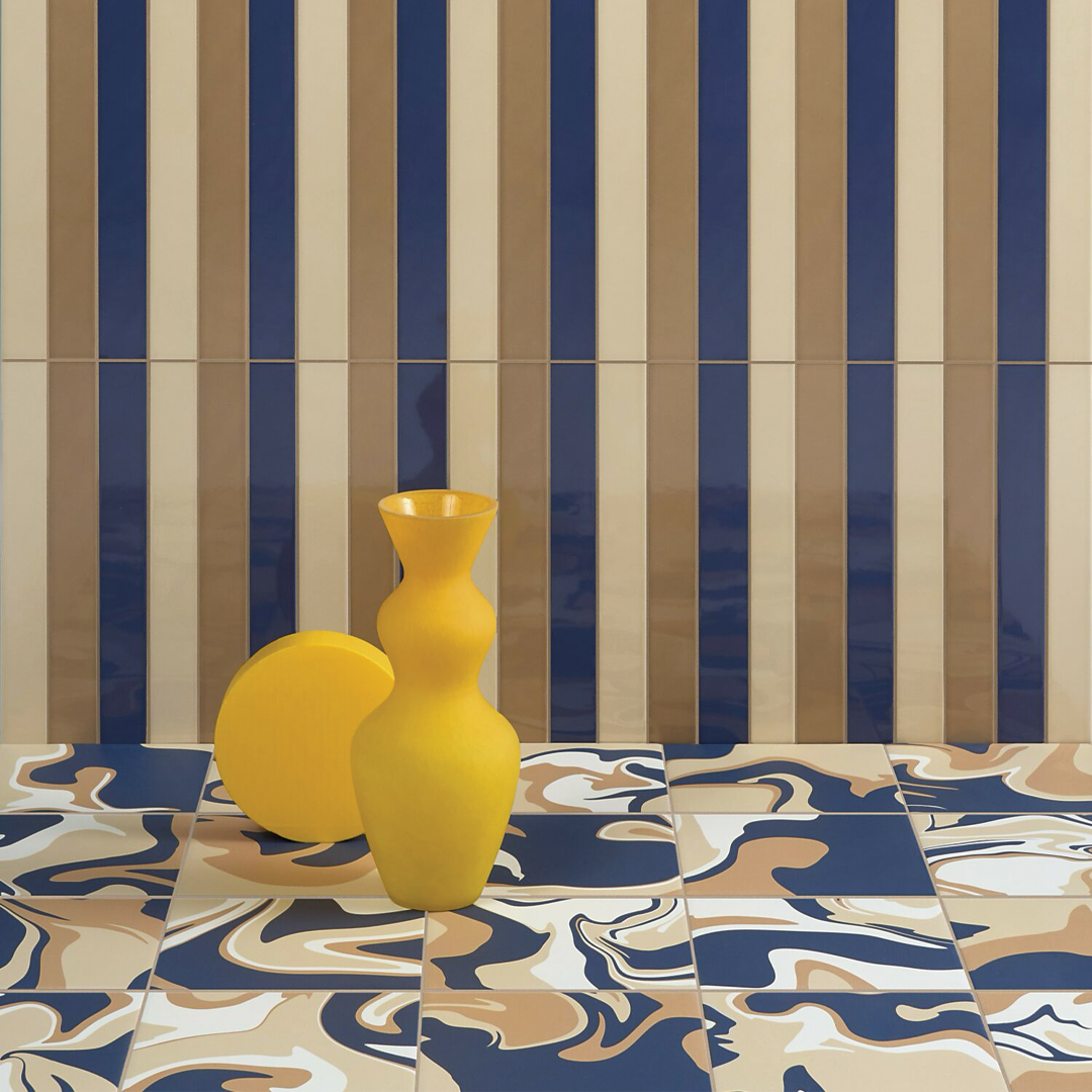 186x186mm Quintessenza Ceramiche - Fluid Blue Cappuccino
