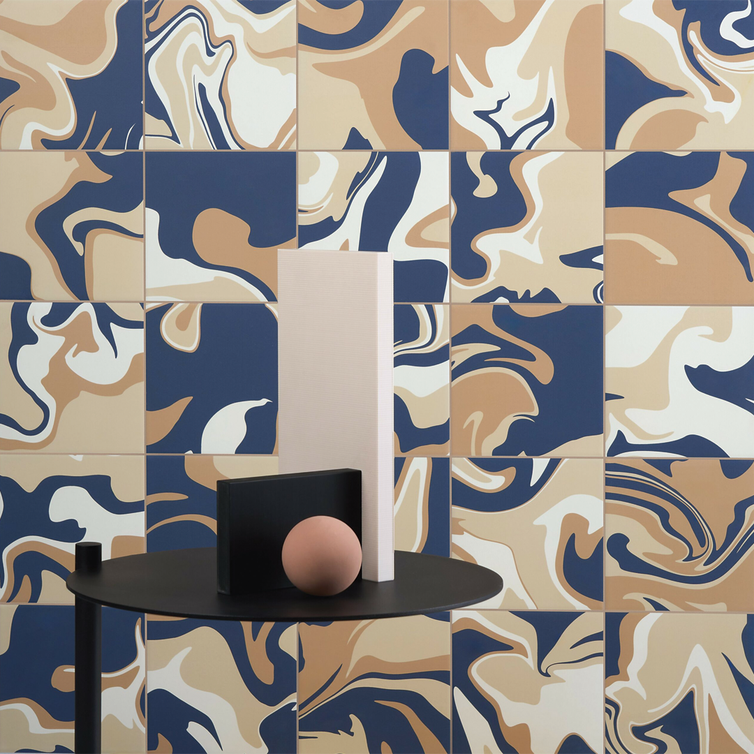 186x186mm Quintessenza Ceramiche - Fluid Blue Cappuccino