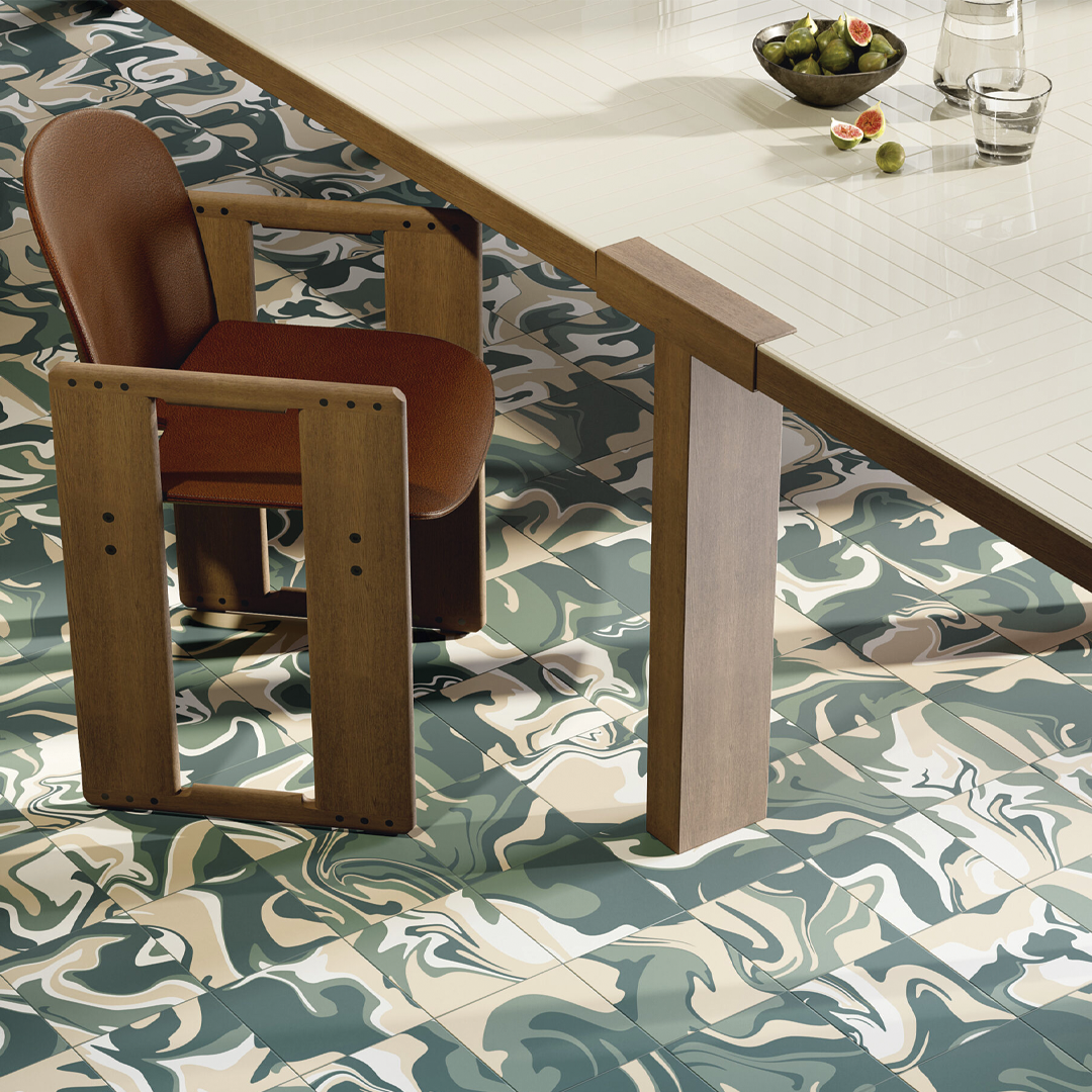 186x186mm Quintessenza Ceramiche - Fluid Matcha Tea