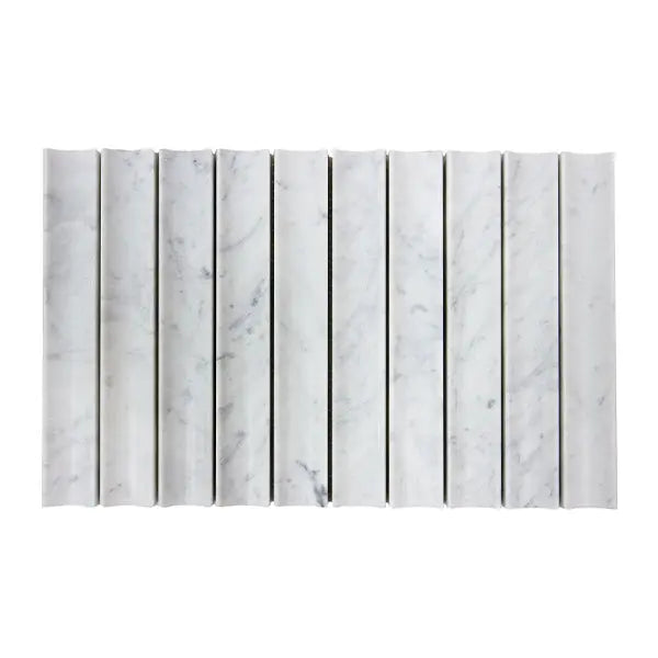 Elite Design Studio - 198x318mm EDS - Apollo Carrara Marble Honed Concave Tumbled Edge