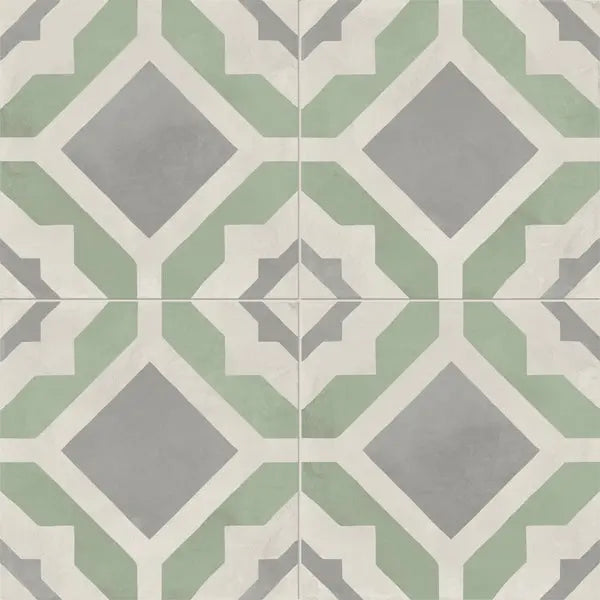 Elite Design Studio - 200x200mm Marca Corona - Terra Art Geometrico Sabbia & Menta (SM)