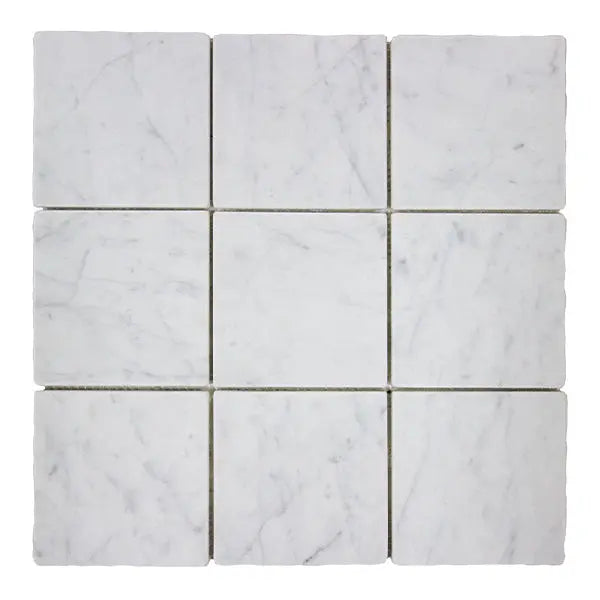 Elite Design Studio - 304x304mm EDS - Apollo Carrara Marble Honed Cobbles Tumbled Edge