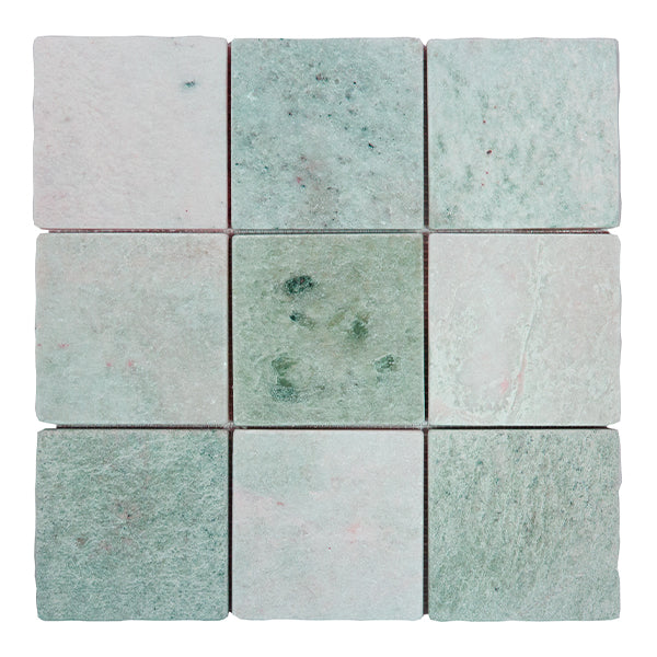 304x304mm EDS - Apollo Mint Marble Honed Cobbles Tumbled Edge