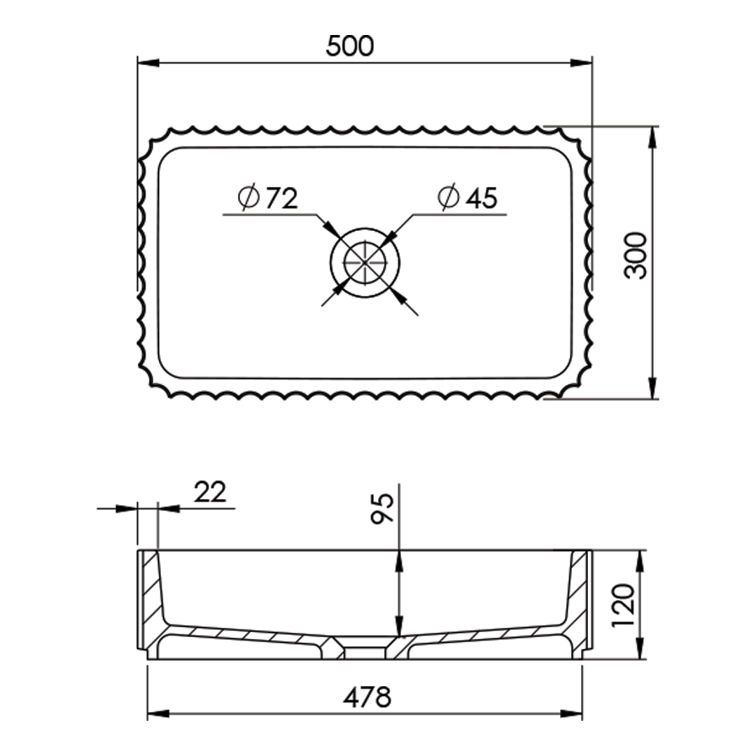 Elite Design Studio - 500x300x120mm Pietra Bianca - Briza Rectangular Basin Concaved Edge White Onyx