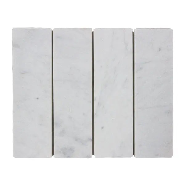 Elite Design Studio - 60x200mm EDS - Apollo Carrara Marble Honed Bricks Tumbled Edge