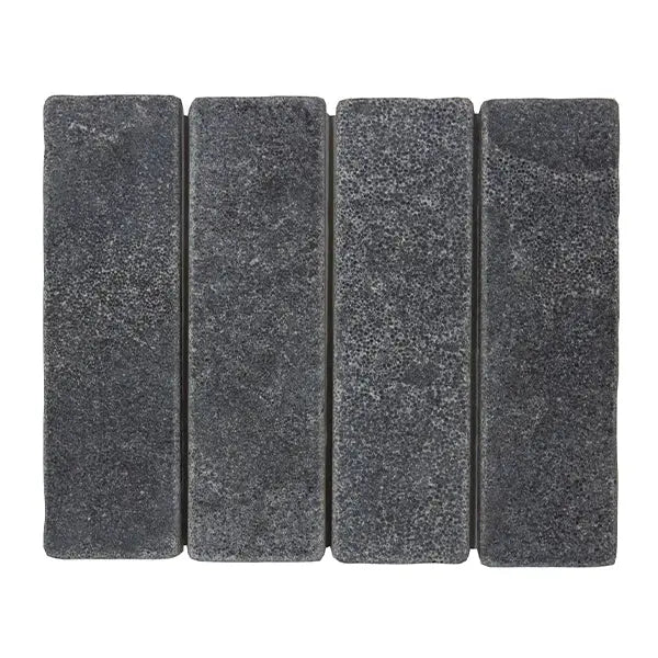 Elite Design Studio - 60x200mm EDS - Apollo Charcoal Limestone Honed Bricks Tumbled Edge