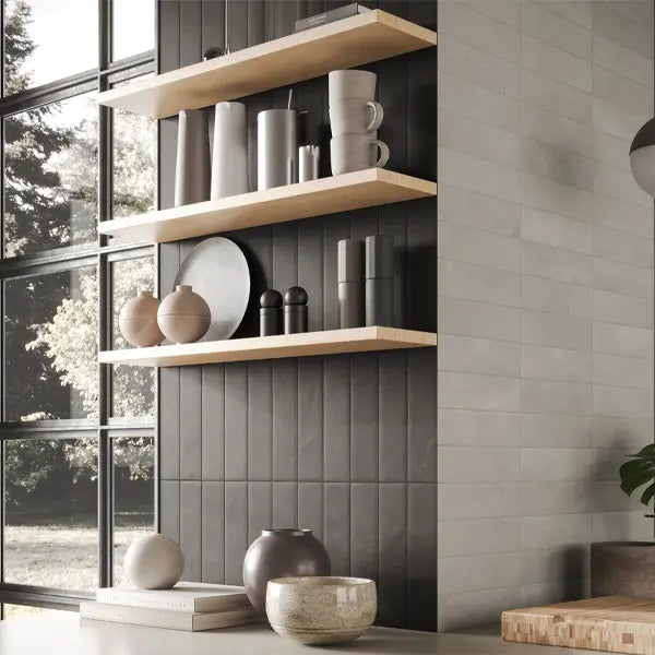 Elite Design Studio - 60x240mm Marca Corona - Miniature Cera Grigio Cenere