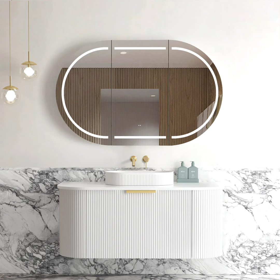 Otti - 1200wx450hx450d Bondi 1200mm Satin White Fluted Wall Hung Vanity (Cabinet Only)