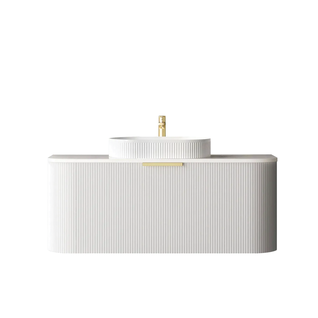 Otti - 1200wx450hx450d Bondi 1200mm Satin White Fluted Wall Hung Vanity (Cabinet Only)
