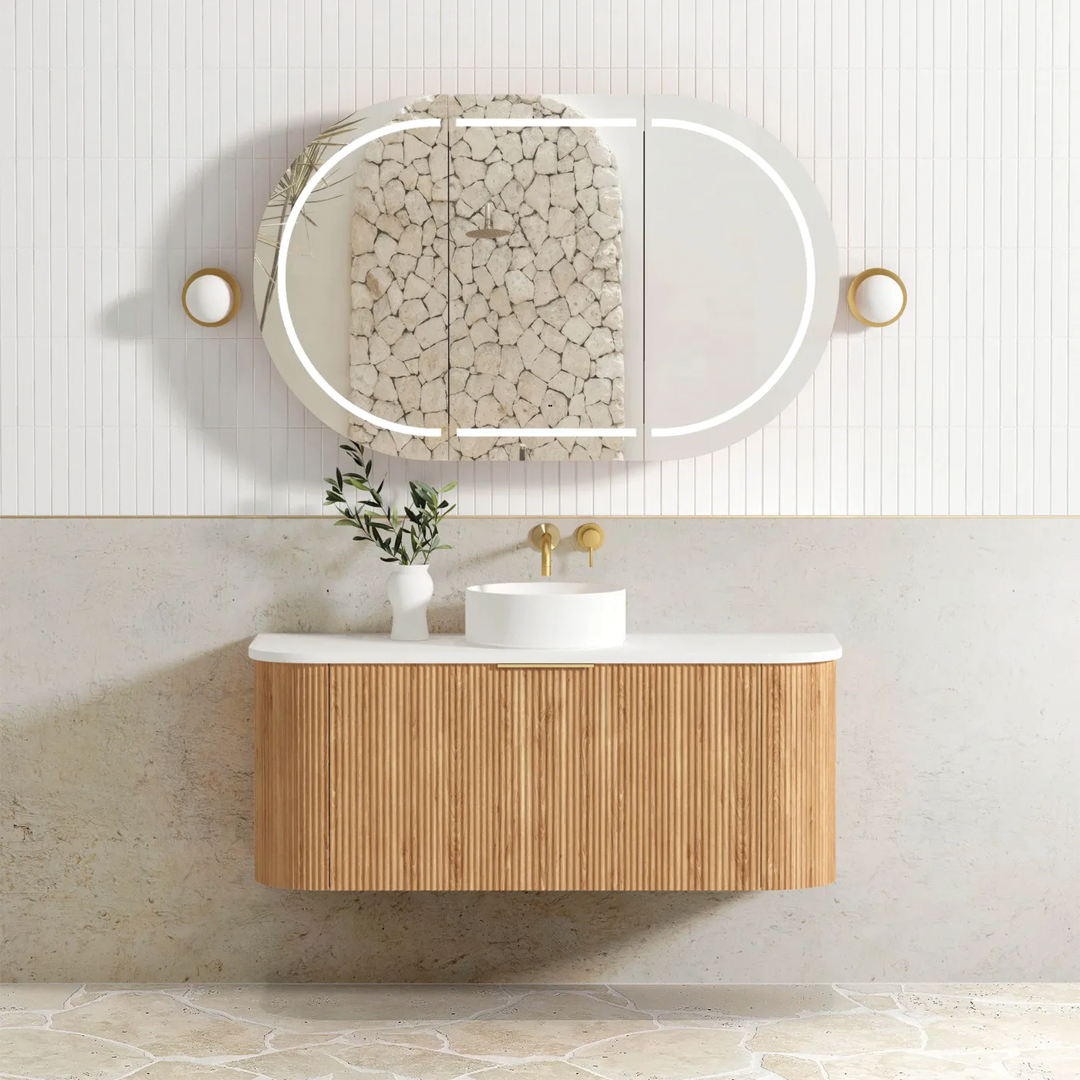 Otti - 1200wx450hx450d Bondi 1200mm Woodland Oak Fluted Wall Hung Vanity (Cabinet Only)