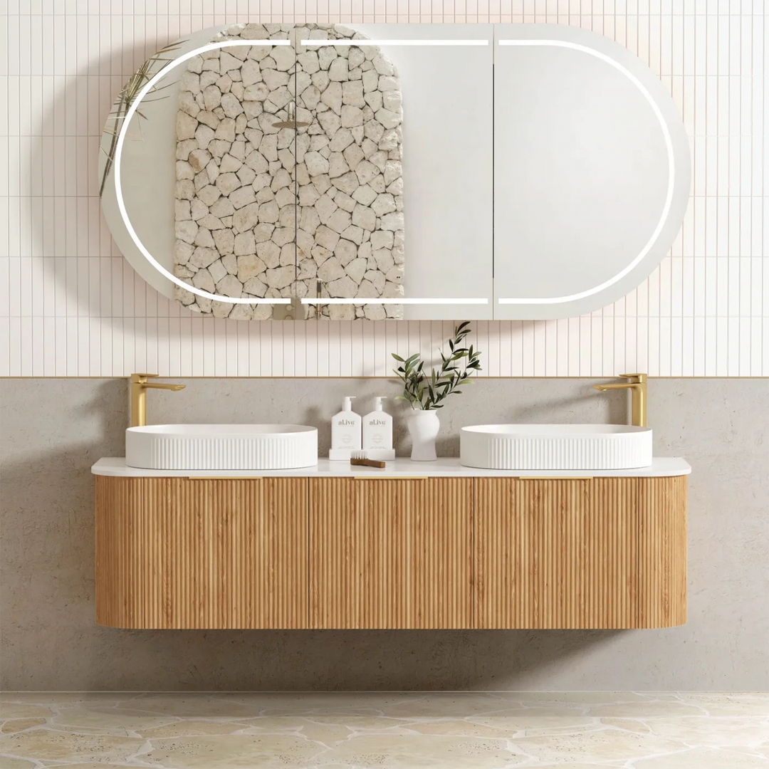 Otti - 1800wx450hx450d Bondi 1800mm Woodland Oak Fluted Wall Hung Vanity (Cabinet Only)