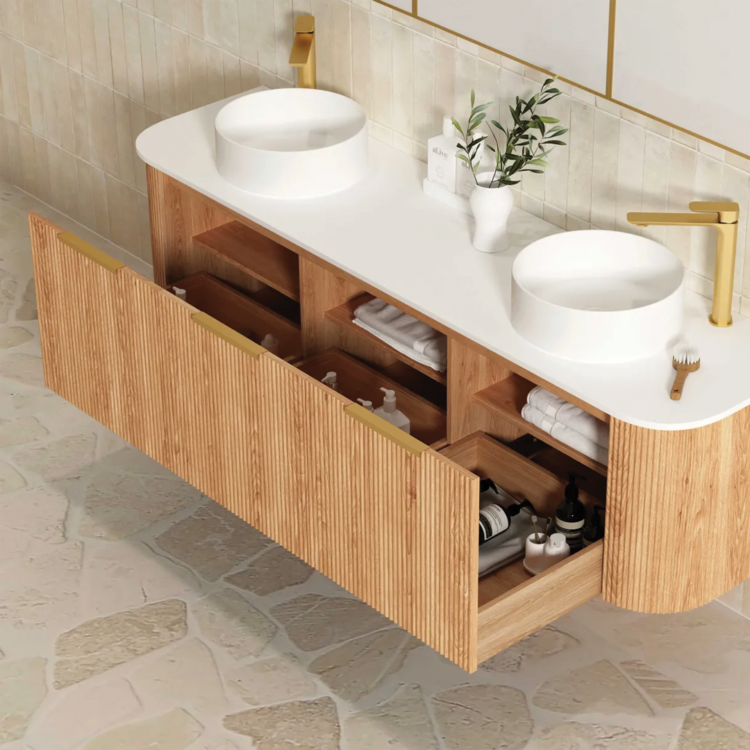 Otti - 1800wx450hx450d Bondi 1800mm Woodland Oak Fluted Wall Hung Vanity (Cabinet Only)