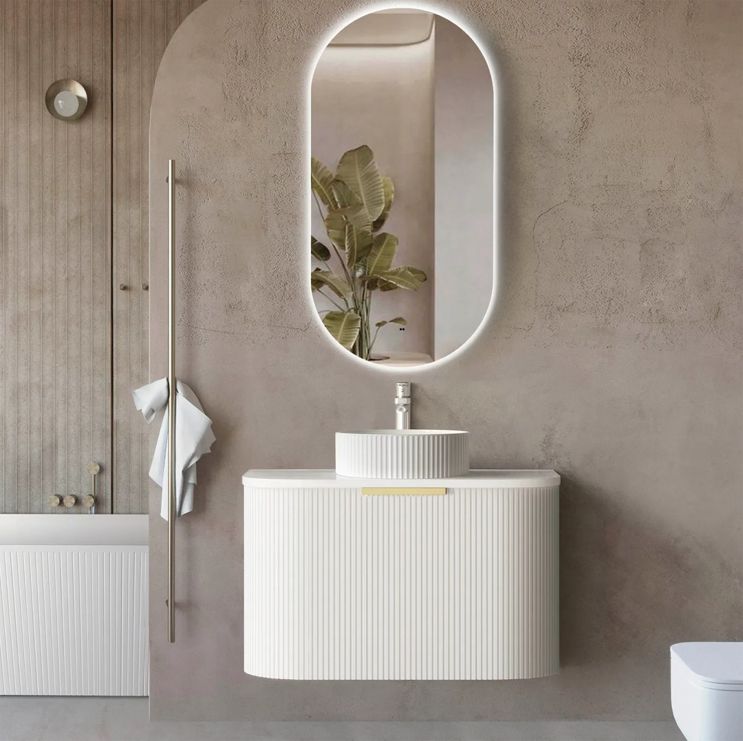 Otti - 750wx450hx450d Bondi 750mm Satin White Fluted Wall Hung Vanity (Cabinet Only)