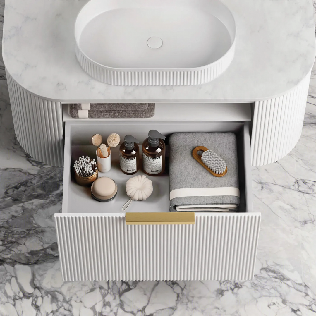 Otti - 750wx450hx450d Bondi 750mm Satin White Fluted Wall Hung Vanity (Cabinet Only)