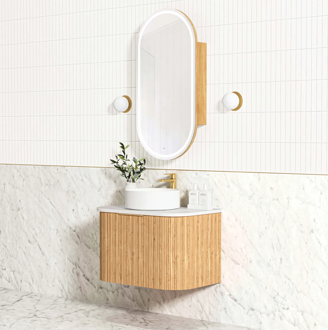 Otti - 750wx450hx450d Bondi 750mm Woodland Oak Fluted Wall Hung Vanity (Cabinet Only)
