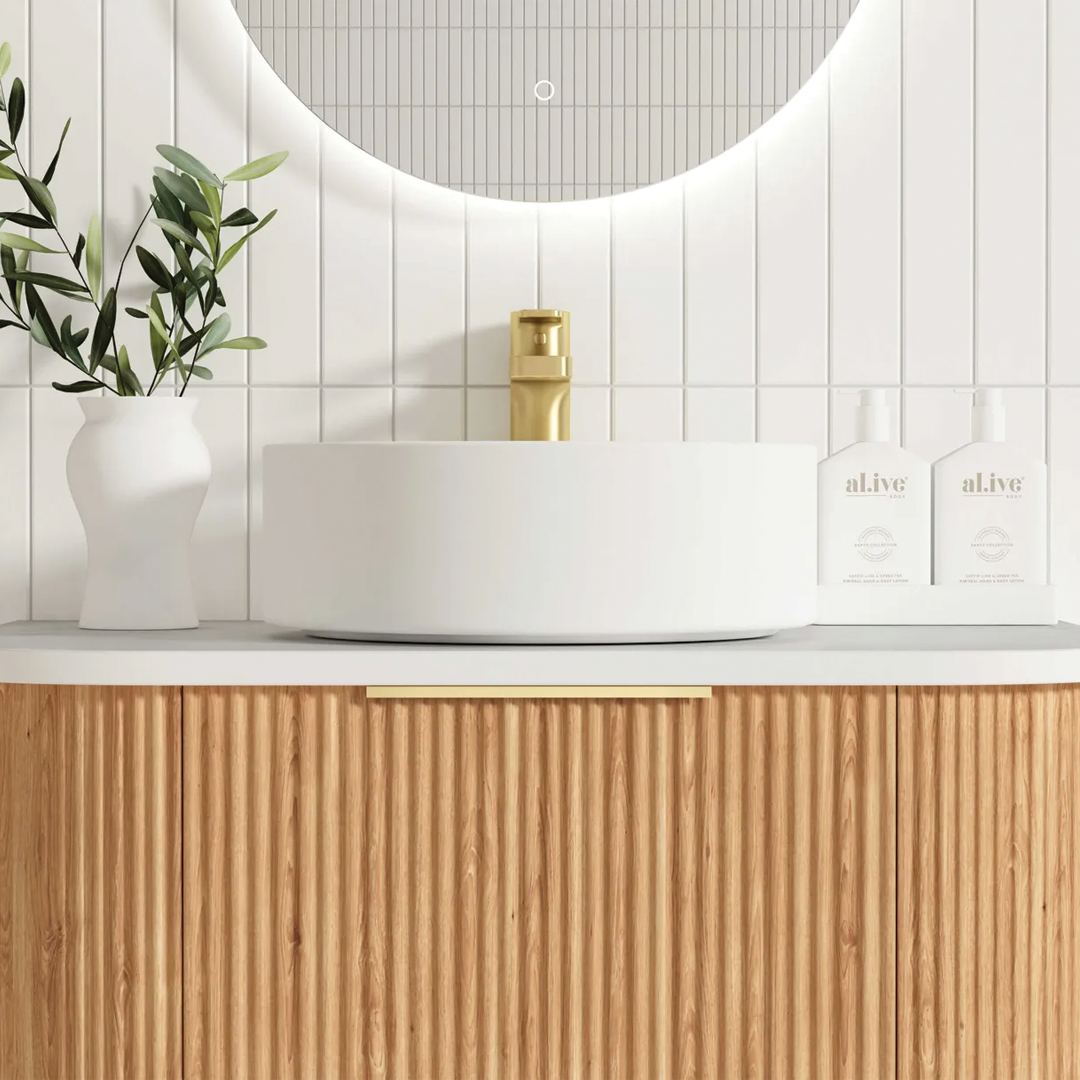 Otti - 750wx450hx450d Bondi 750mm Woodland Oak Fluted Wall Hung Vanity (Cabinet Only)