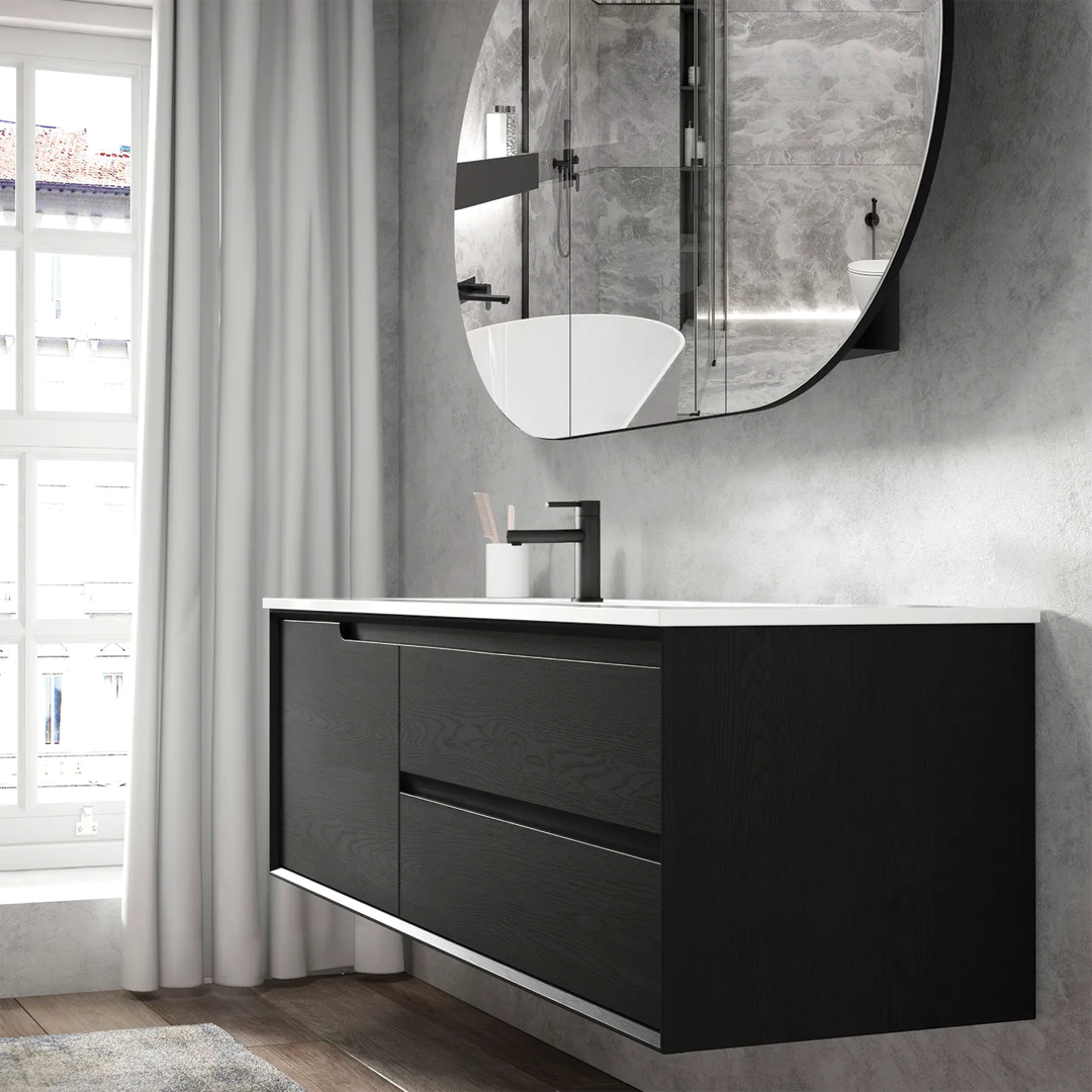 Otti - 1190wx550hx460d Byron Oak 1200mm Black Oak Wall Hung Vanity (Cabinet Only)