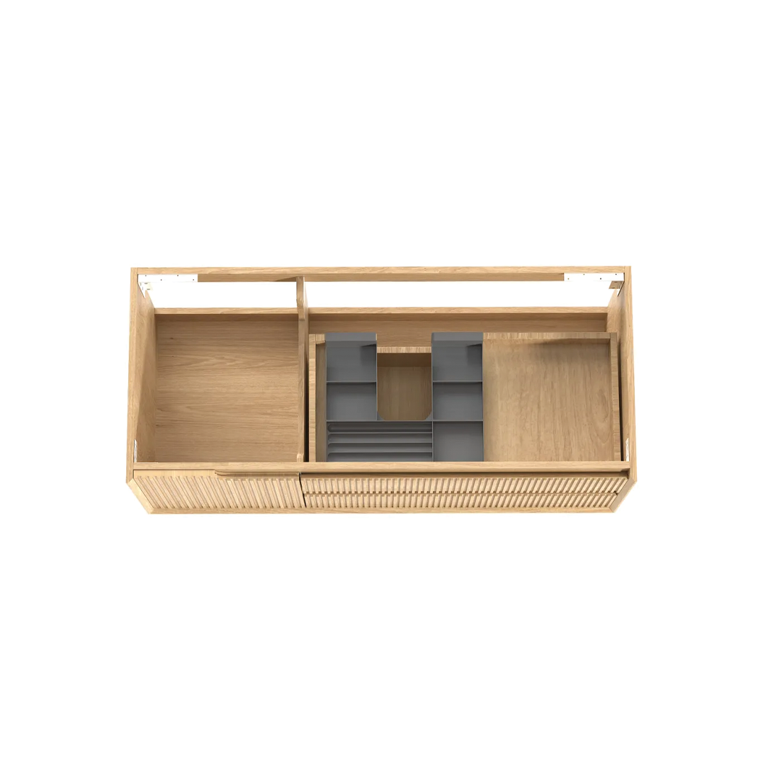 Otti - 1190wx550hx460d Byron Oak 1200mm Natural Oak Fluted Wall Hung Vanity (Cabinet Only)