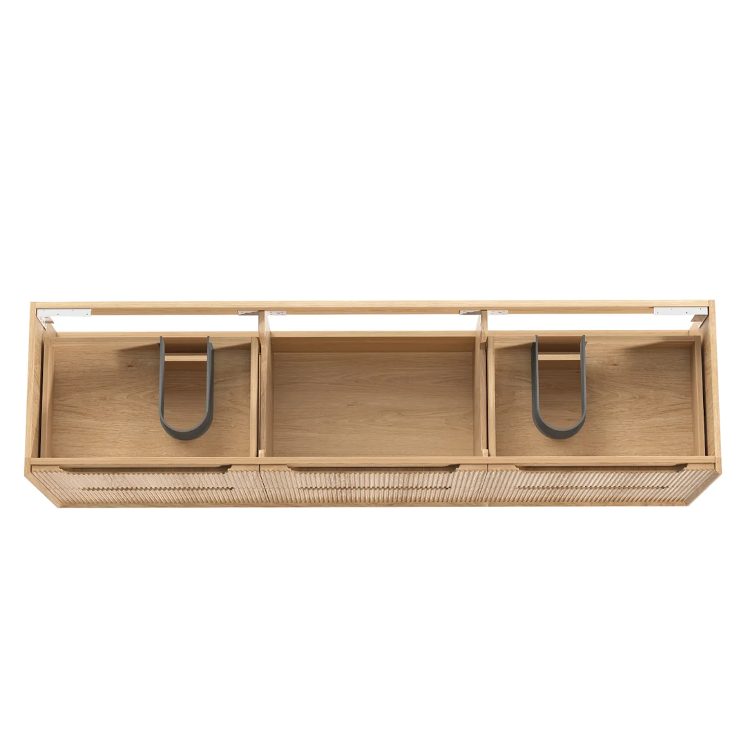 Otti - 1790wx550hx460d Byron Oak 1800mm Natural Oak Fluted Wall Hung Vanity (Cabinet Only)