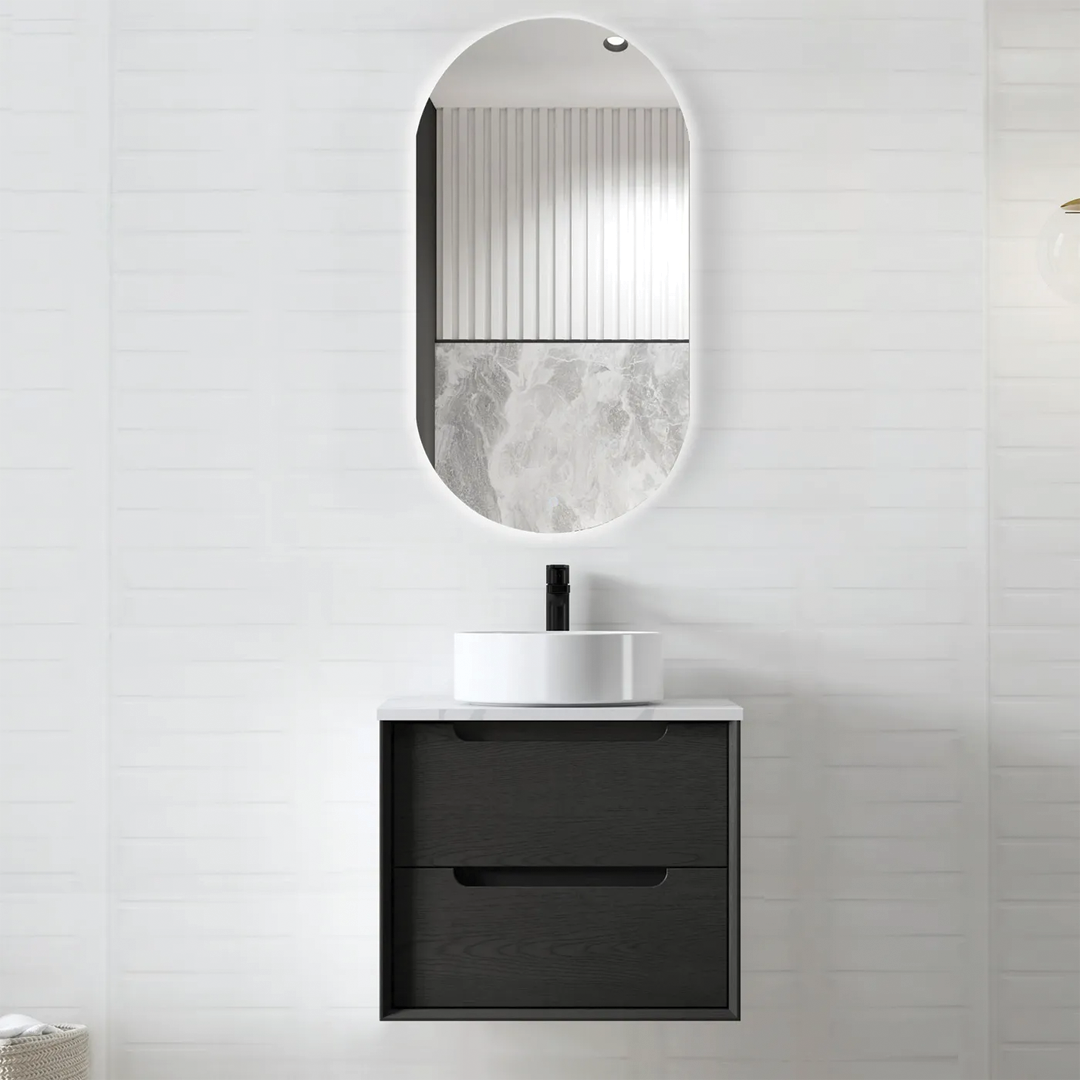 Otti - 590wx550hx460d Byron Oak 600mm Black Oak Wall Hung Vanity (Cabinet Only)