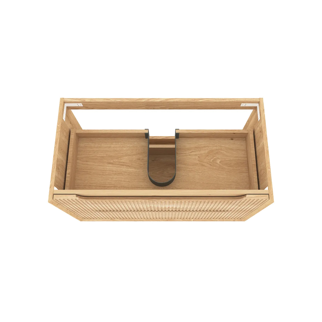 Otti - 740wx550hx460d Byron Oak 750mm Natural Oak Fluted Wall Hung Vanity (Cabinet Only)