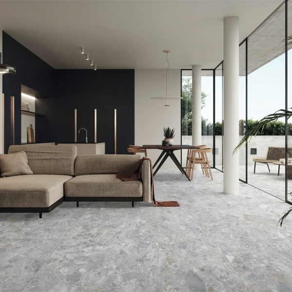 600x600mm Capucino Ceramics - Terrazzo Rock Grigio