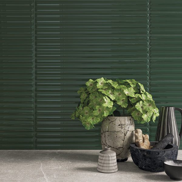 107x542mm DNA Tiles - Plinto Out (Flute) Green Matt