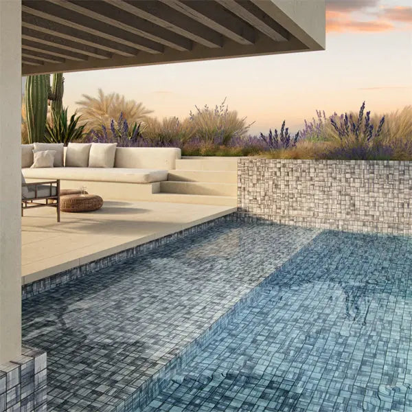 Elite Design Studio - 365x365mm Ezarri Pool Mosaic - Aquarelle Stripes 50mm Safe (Anti-Slip)