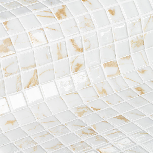 312x495mm Ezarri Pool Mosaic - Gemma Quartz 25mm Gloss