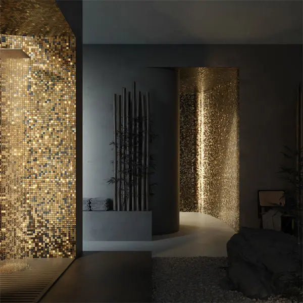 Elite Design Studio - 312x495mm Ezarri Pool Mosaic - Gold Alexander Gold 25mm Gloss