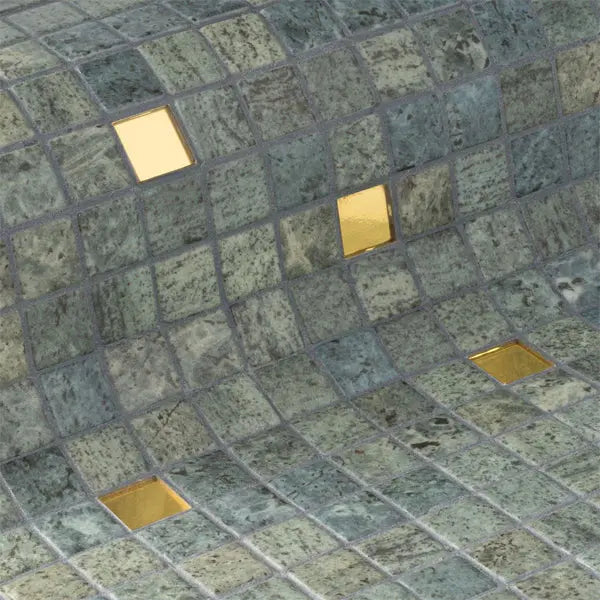 Elite Design Studio - 312x495mm Ezarri Pool Mosaic - Gold Bail Stone Gold 25mm Gloss