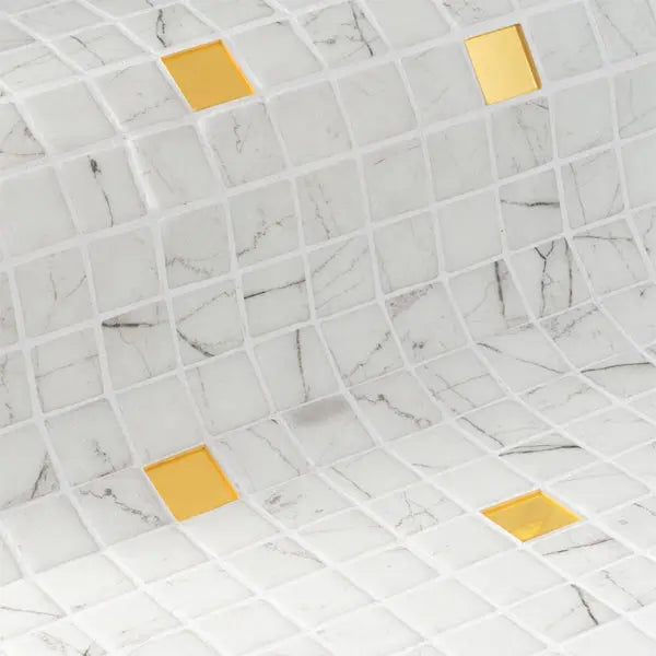 Elite Design Studio - 312x495mm Ezarri Pool Mosaic - Gold Carrara Gold 25mm Gloss