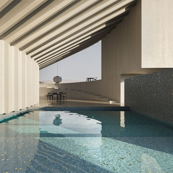 312x495mm Ezarri Pool Mosaic - Gold Dolerite Gold 25mm Gloss