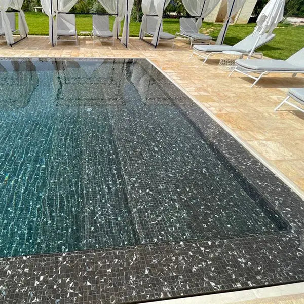 Elite Design Studio - 312x495mm Ezarri Pool Mosaic - Zen Stone Black Marble 25mm Matt
