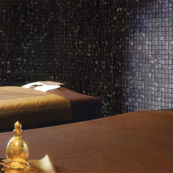 312x495mm Ezarri Pool Mosaic - Zen Stone Black Marble 25mm Matt