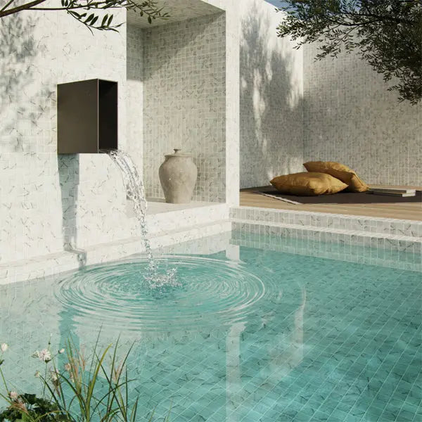 Elite Design Studio - 365x365mm Ezarri Pool Mosaic - Zen Stone Carrara 50mm Matt