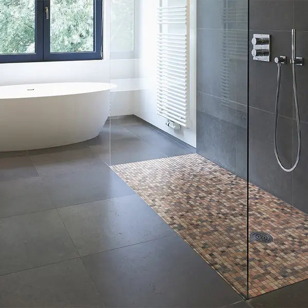 Elite Design Studio - 312x495mm Ezarri Pool Mosaic - Zen Stone Riverstone 25mm Matt