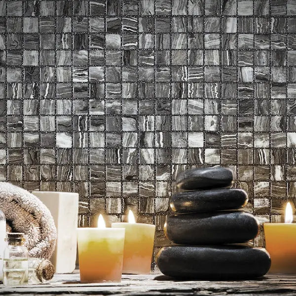 Elite Design Studio - 312x495mm Ezarri Pool Mosaic - Zen Stone Tigrato 25mm Safe (Anti-Slip)