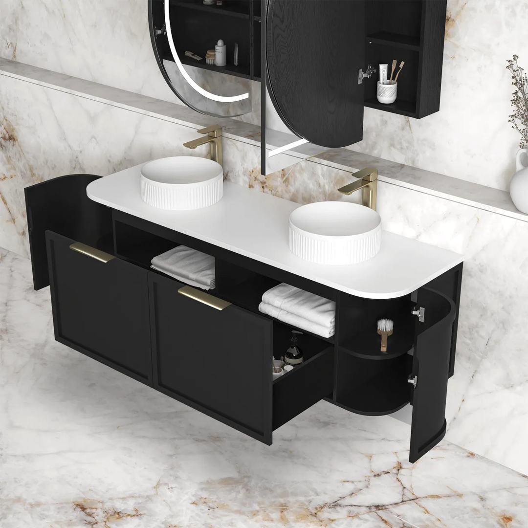 Otti - 1488wx450hx452d Hampshire Satin Black 1500mm Wall Hung Vanity (Cabinet Only)
