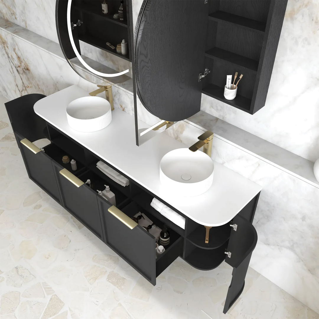 Otti - 1788wx450hx452d Hampshire Satin Black 1800mm Wall Hung Vanity (Cabinet Only)