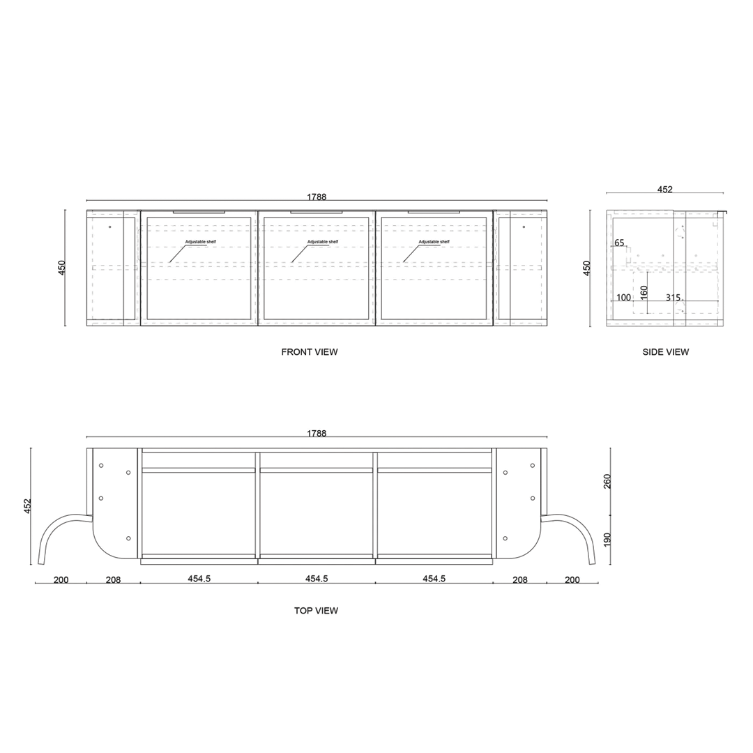 Otti - 1788wx450hx452d Hampshire Satin Black 1800mm Wall Hung Vanity (Cabinet Only)
