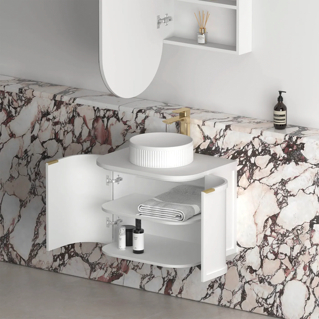 Otti - 592wx450hx452d Hampshire Satin White 600mm Wall Hung Vanity (Cabinet Only)