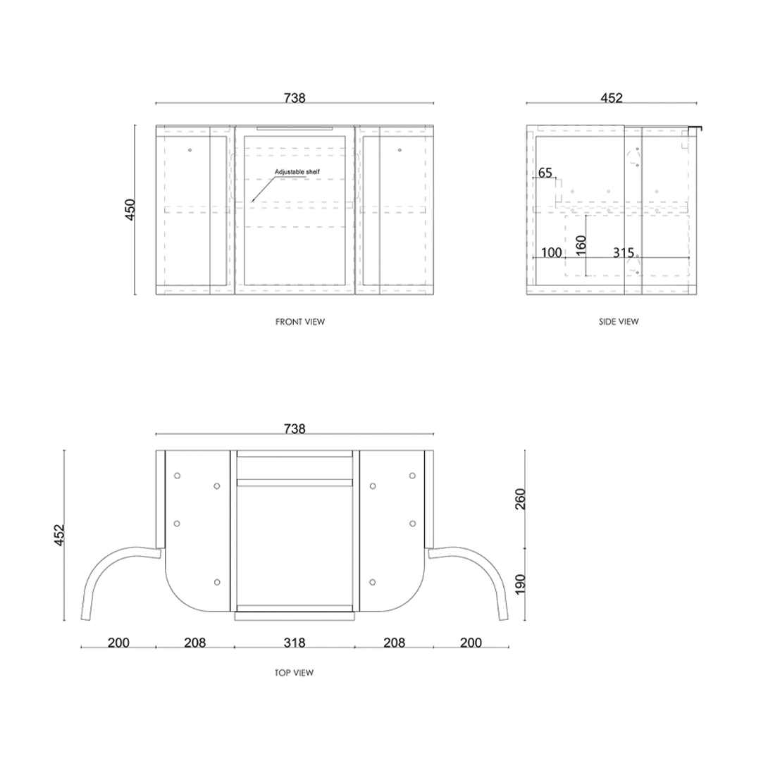 Otti - 738wx450hx452d Hampshire Satin White 750mm Wall Hung Vanity (Cabinet Only)