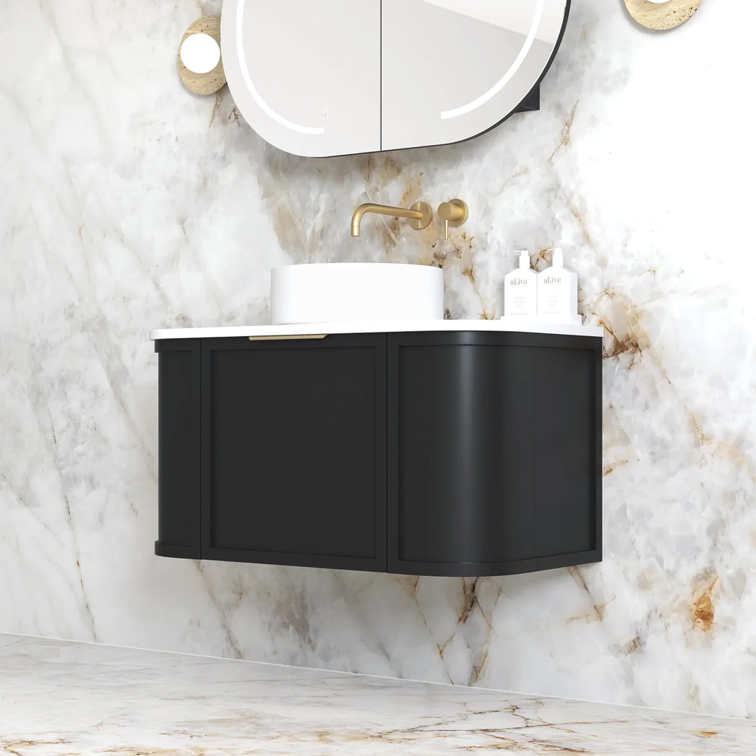 Otti - 888wx450hx452d Hampshire Satin Black 900mm Wall Hung Vanity (Cabinet Only)
