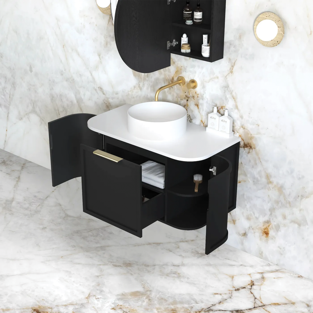 Otti - 888wx450hx452d Hampshire Satin Black 900mm Wall Hung Vanity (Cabinet Only)